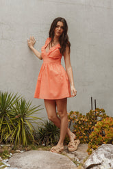 Rowan Frill Mini Dress - Coral